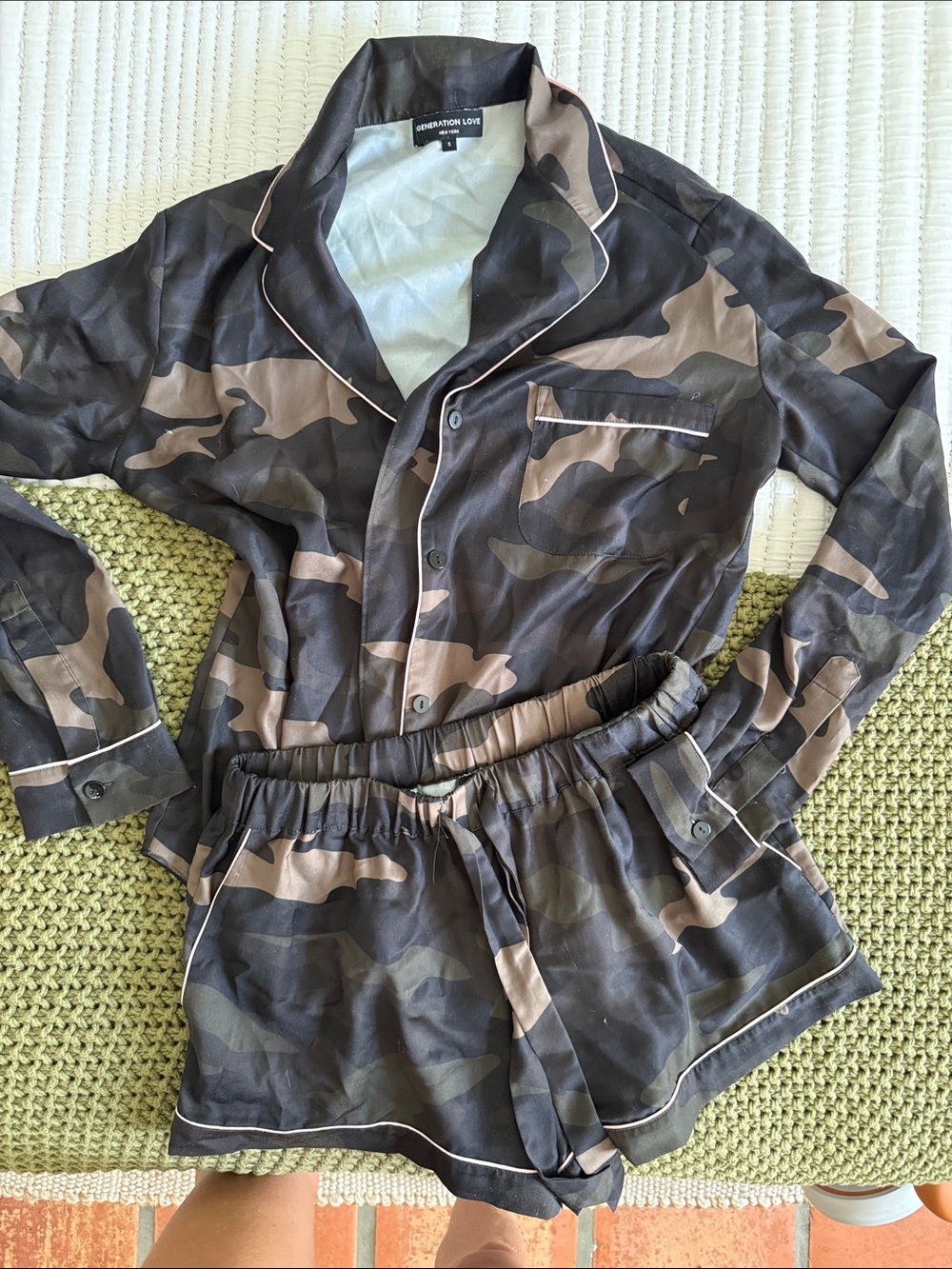 Generation Love Camo Pajama Set in Brown and Black
